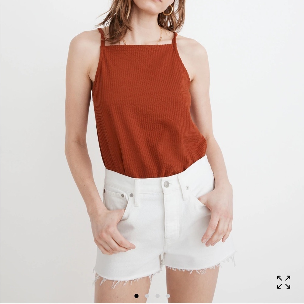 NWOT Madewell button fly white shorts. Raw hem. High rise. Size 32.
